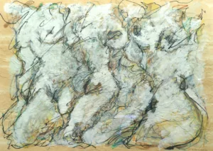Acrylique sur papier froissé contrecollé 11 - 62 cm x 45 cm